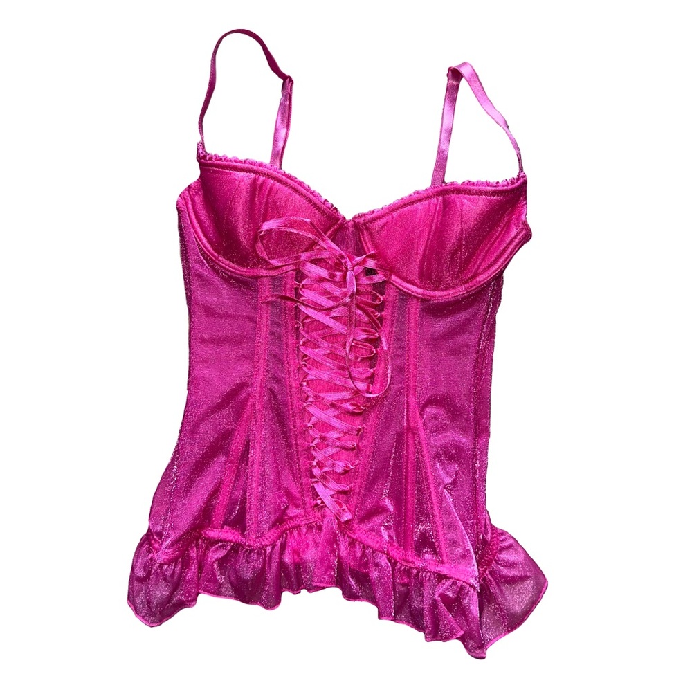 Y2K hot pink bustier corset top